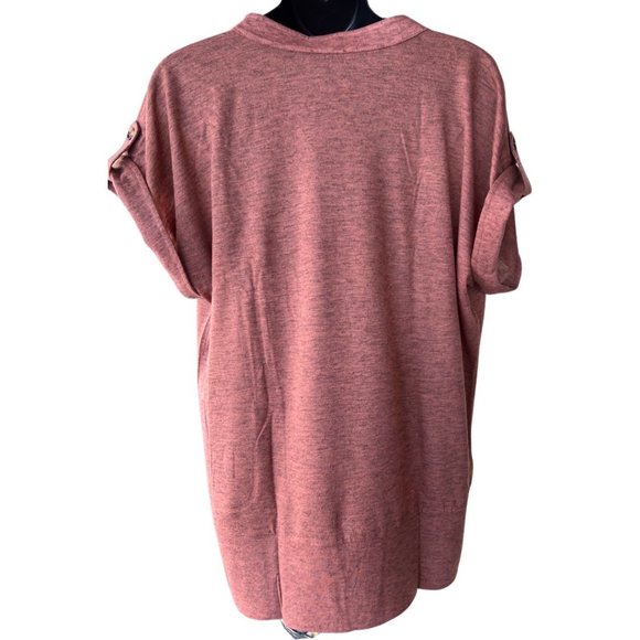 🌸4/$30🌸 Mandarin Collar Tab Cuff Shortsleeve Top - Picture 10 of 14